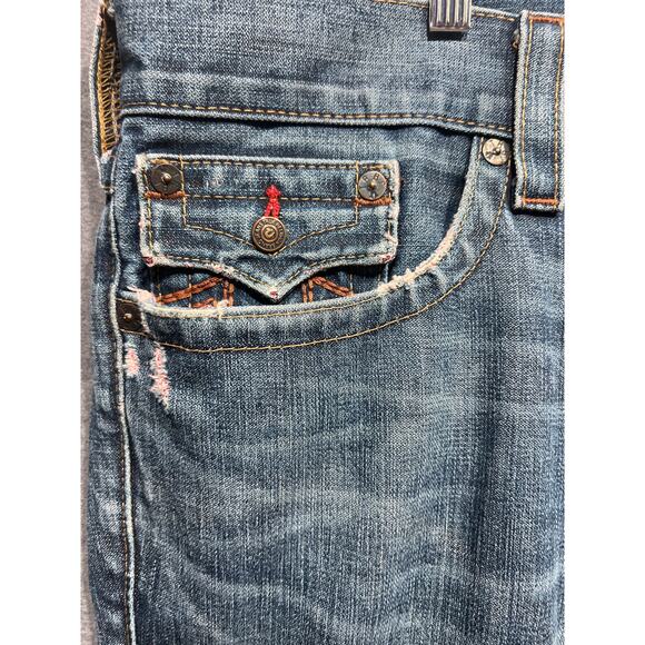True Religion Mens Ricky Distressed Straight Flap Jeans Size 38 - Picture 6 of 12